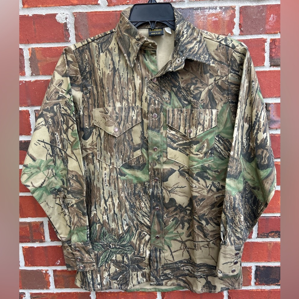 NWOT Lapco Realtree Camo Canvas Long Sleeve Purple Pearl Snap Hunting Work Shirt